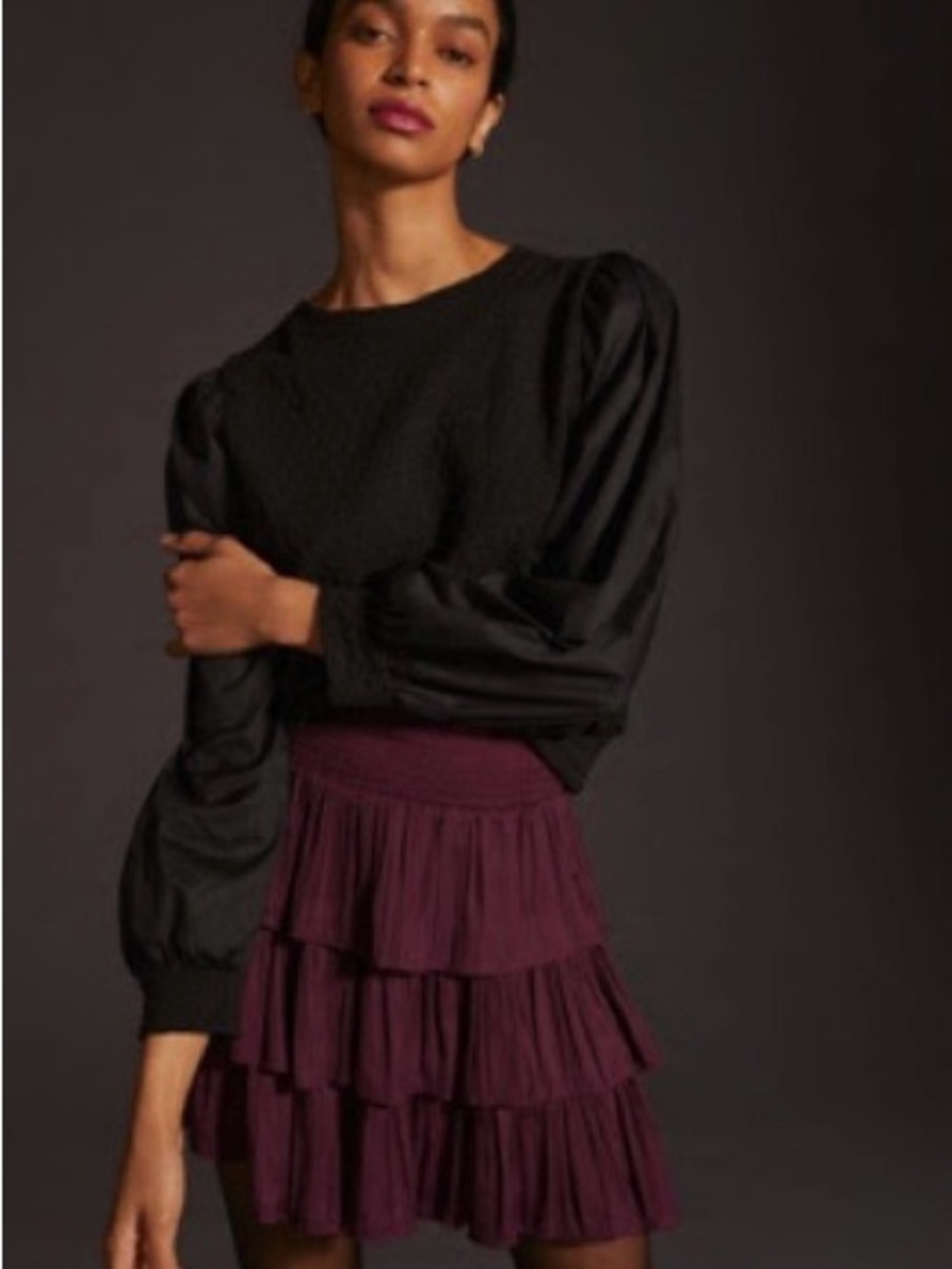 NWT Anthropologie Porridge Black Puff Sleeve Blouse